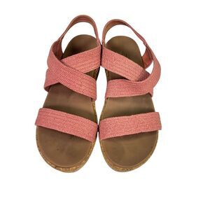 Skechers Women's Slingback Sandals Size 8 Pink Stretch Straps Wedge Heel